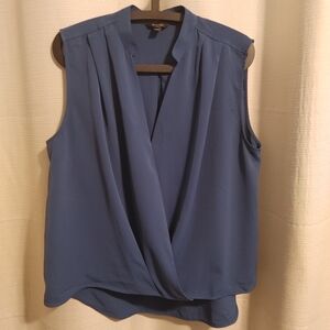 (3/$20) RW&CO. Women's Sleeveless Wrap Blouse in Royal Blue Size M
